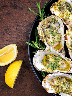Herb Butter Grilled Peconic Gold Oysters 
